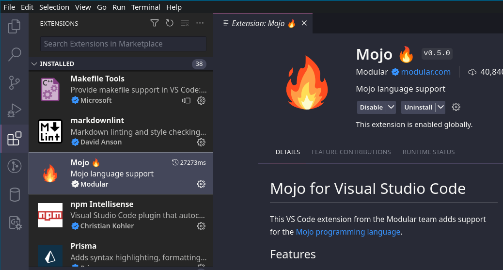 Instalasi Mojo extension