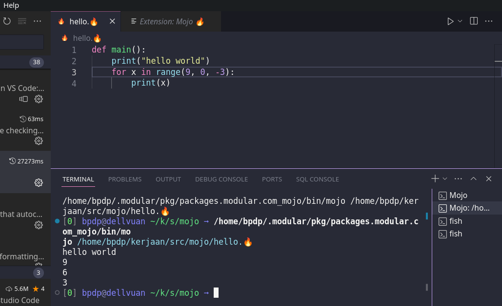 Menjalankan source code bahasa pemrograman Mojo